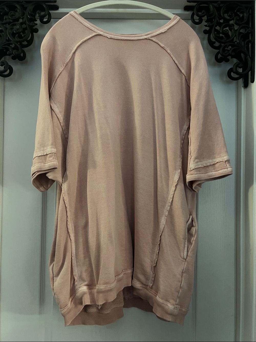 WE THE FREE Short-SleeVE Sweat Mini Dress in Dusty Pink